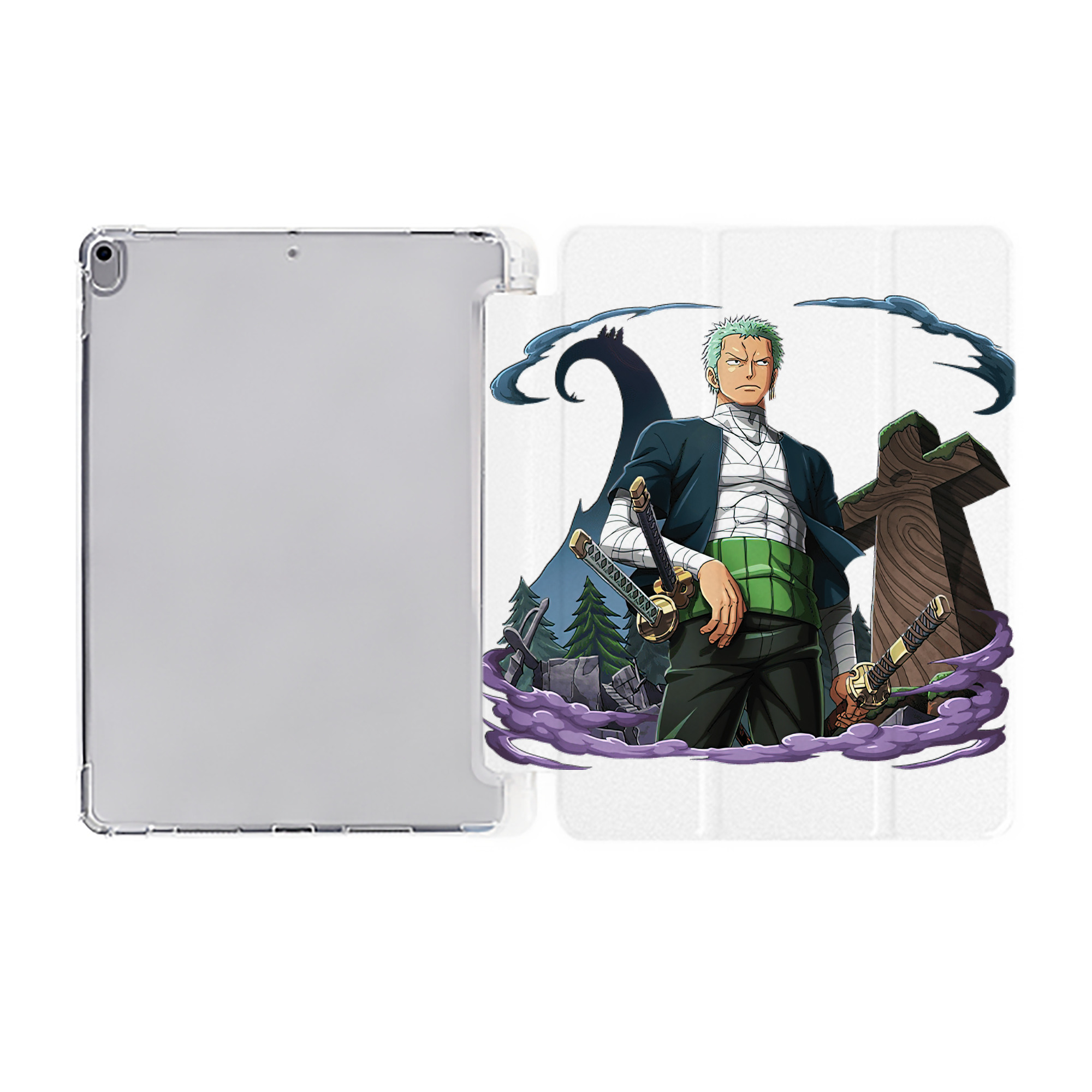 （画像用） ワンピース ロロノア・ゾロ ONE PIECE Roronoa Zoro IPad ケース ペン収納付き 三つ折りスタンド PUレザー×シリコン 対応機種9.5/10.5/10.9インチ